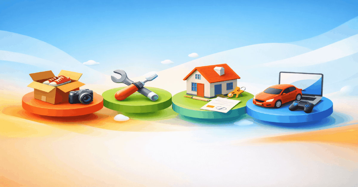 Категории на классифайдах: физтовары, услуги, недвижимость, авто и цифровые товары