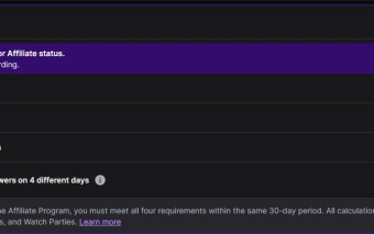 Screenshot 3. Twitch Path to Affiliate Account · Affiliate Ready (Path to Affiliate completed) · Unverified email · Onboarding required
